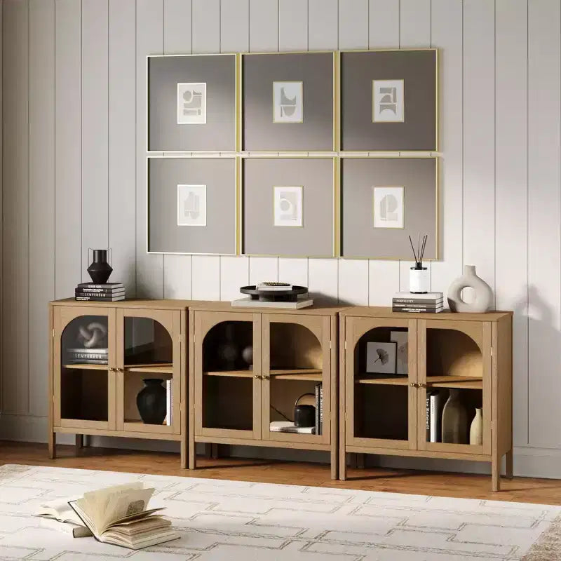 Ensemble de 3 meubles consoles avec portes – Noir / Marron / Blanc