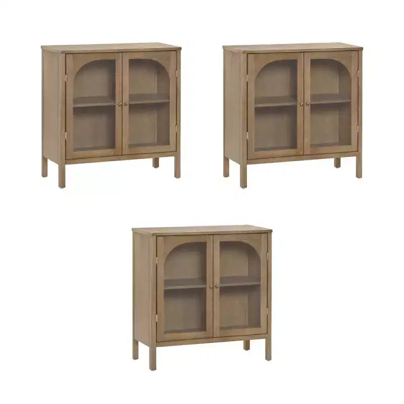 Ensemble de 3 meubles consoles avec portes – Noir / Marron / Blanc