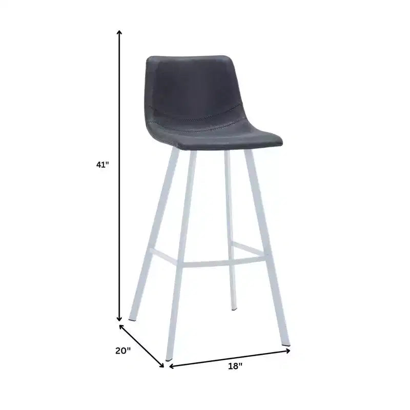 Tabouret de comptoir en cuir rembourré avec base en acier inoxydable – Siège unique, plusieurs couleurs