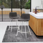 Tabouret de comptoir en cuir rembourré avec base en acier inoxydable – Siège unique, plusieurs couleurs