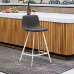 Tabouret de comptoir en cuir rembourré avec base en acier inoxydable – Siège unique, plusieurs couleurs