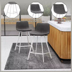 Tabouret de comptoir en cuir rembourré avec base en acier inoxydable – Siège unique, plusieurs couleurs