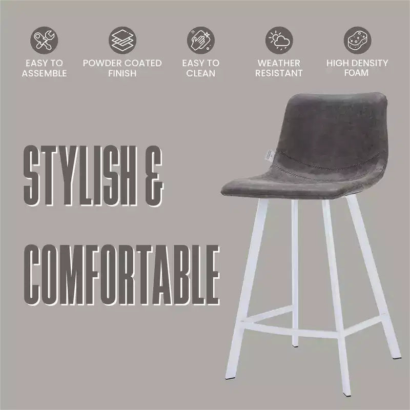 Tabouret de comptoir en cuir rembourré avec base en acier inoxydable – Siège unique, plusieurs couleurs
