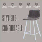 Tabouret de comptoir en cuir rembourré avec base en acier inoxydable – Siège unique, plusieurs couleurs