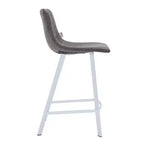 Tabouret de comptoir en cuir rembourré avec base en acier inoxydable – Siège unique, plusieurs couleurs
