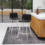 Tabouret de comptoir en cuir rembourré avec base en acier inoxydable – Siège unique, plusieurs couleurs