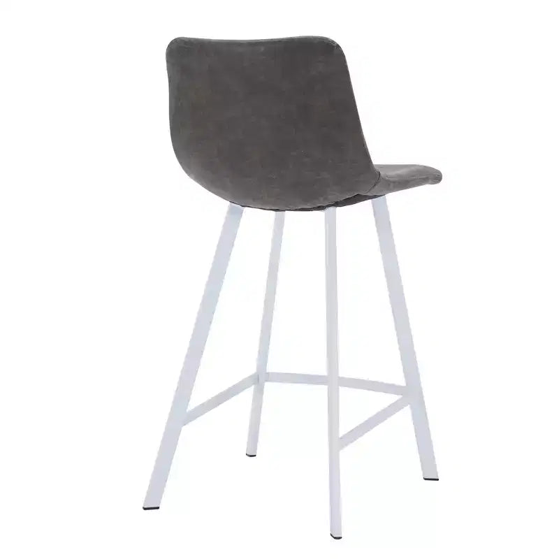 Tabouret de comptoir en cuir rembourré avec base en acier inoxydable – Siège unique, plusieurs couleurs