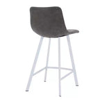 Tabouret de comptoir en cuir rembourré avec base en acier inoxydable – Siège unique, plusieurs couleurs