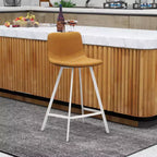 Tabouret de comptoir en cuir rembourré avec base en acier inoxydable – Siège unique, plusieurs couleurs