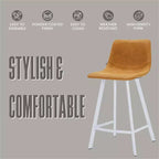 Tabouret de comptoir en cuir rembourré avec base en acier inoxydable – Siège unique, plusieurs couleurs