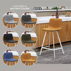 Tabouret de comptoir en cuir rembourré avec base en acier inoxydable – Siège unique, plusieurs couleurs
