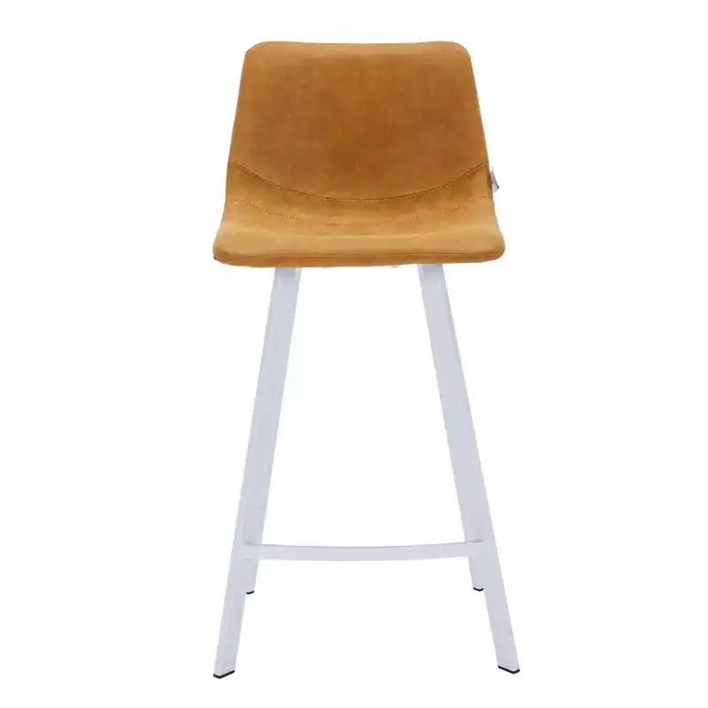 Tabouret de comptoir en cuir rembourré avec base en acier inoxydable – Siège unique, plusieurs couleurs