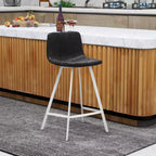 Tabouret de comptoir en cuir rembourré avec base en acier inoxydable – Siège unique, plusieurs couleurs