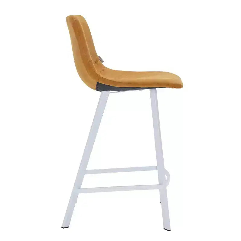 Tabouret de comptoir en cuir rembourré avec base en acier inoxydable – Siège unique, plusieurs couleurs