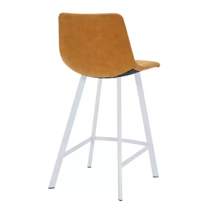 Tabouret de comptoir en cuir rembourré avec base en acier inoxydable – Siège unique, plusieurs couleurs