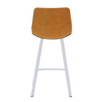 Tabouret de comptoir en cuir rembourré avec base en acier inoxydable – Siège unique, plusieurs couleurs
