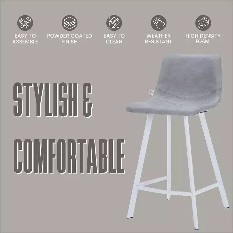 Tabouret de comptoir en cuir rembourré avec base en acier inoxydable – Siège unique, plusieurs couleurs