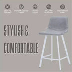 Tabouret de comptoir en cuir rembourré avec base en acier inoxydable – Siège unique, plusieurs couleurs
