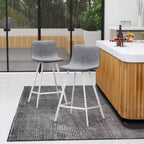 Tabouret de comptoir en cuir rembourré avec base en acier inoxydable – Siège unique, plusieurs couleurs