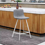 Tabouret de comptoir en cuir rembourré avec base en acier inoxydable – Siège unique, plusieurs couleurs