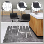 Tabouret de comptoir en cuir rembourré avec base en acier inoxydable – Siège unique, plusieurs couleurs