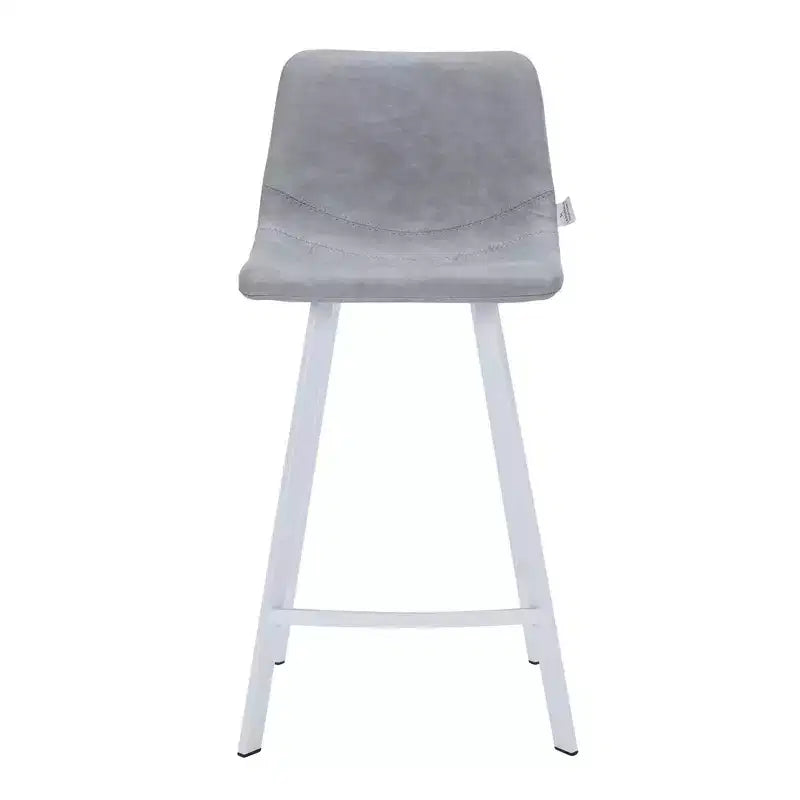 Tabouret de comptoir en cuir rembourré avec base en acier inoxydable – Siège unique, plusieurs couleurs