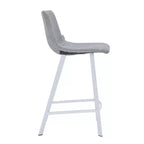 Tabouret de comptoir en cuir rembourré avec base en acier inoxydable – Siège unique, plusieurs couleurs