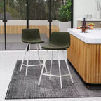 Tabouret de comptoir en cuir rembourré avec base en acier inoxydable – Siège unique, plusieurs couleurs