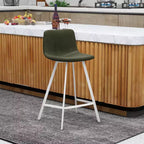 Tabouret de comptoir en cuir rembourré avec base en acier inoxydable – Siège unique, plusieurs couleurs