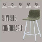 Tabouret de comptoir en cuir rembourré avec base en acier inoxydable – Siège unique, plusieurs couleurs