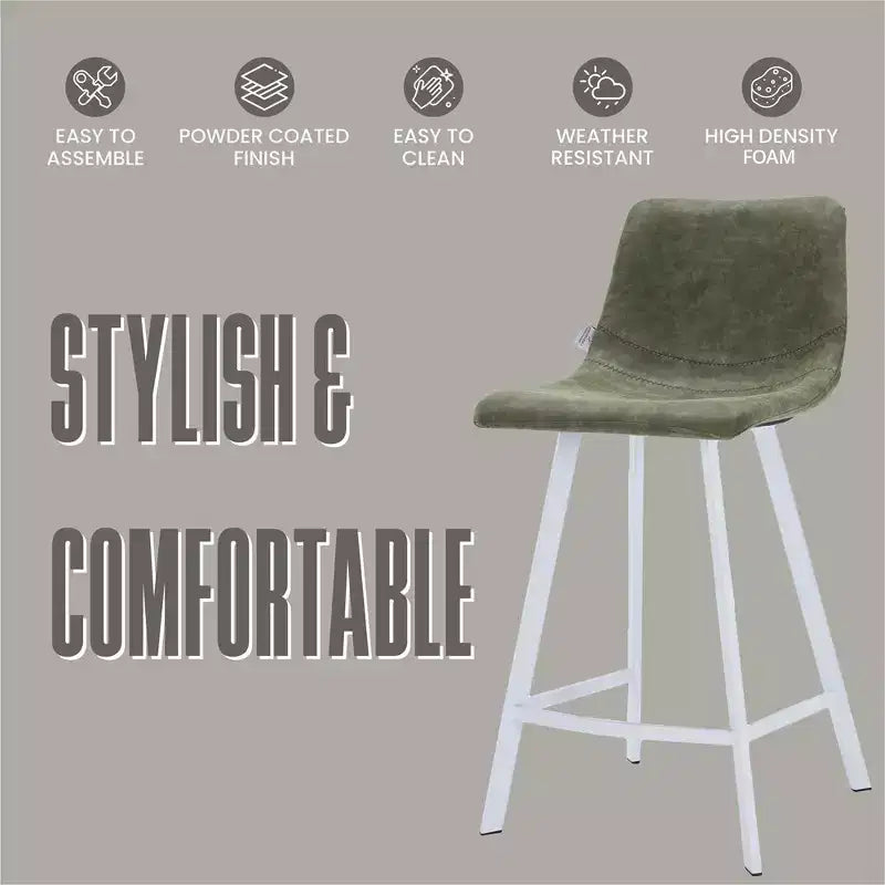 Tabouret de comptoir en cuir rembourré avec base en acier inoxydable – Siège unique, plusieurs couleurs