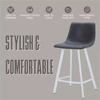Tabouret de comptoir en cuir rembourré avec base en acier inoxydable – Siège unique, plusieurs couleurs