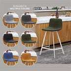 Tabouret de comptoir en cuir rembourré avec base en acier inoxydable – Siège unique, plusieurs couleurs