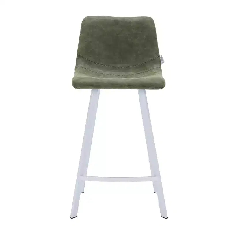 Tabouret de comptoir en cuir rembourré avec base en acier inoxydable – Siège unique, plusieurs couleurs
