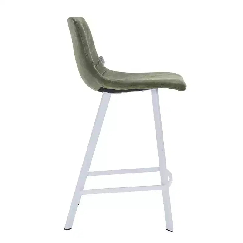 Tabouret de comptoir en cuir rembourré avec base en acier inoxydable – Siège unique, plusieurs couleurs