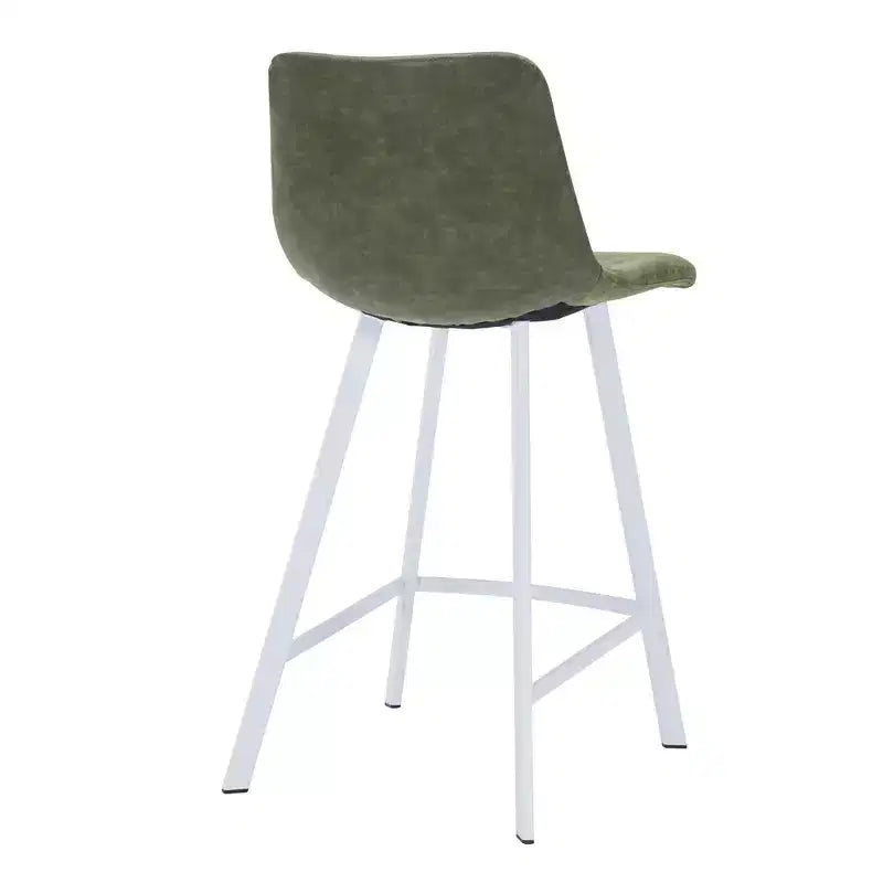 Tabouret de comptoir en cuir rembourré avec base en acier inoxydable – Siège unique, plusieurs couleurs