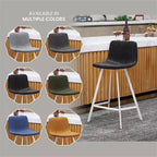 Tabouret de comptoir en cuir rembourré avec base en acier inoxydable – Siège unique, plusieurs couleurs