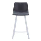 Tabouret de comptoir en cuir rembourré avec base en acier inoxydable – Siège unique, plusieurs couleurs