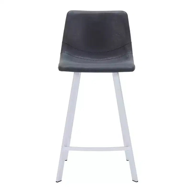 Tabouret de comptoir en cuir rembourré avec base en acier inoxydable – Siège unique, plusieurs couleurs