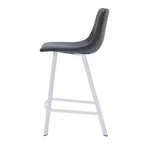 Tabouret de comptoir en cuir rembourré avec base en acier inoxydable – Siège unique, plusieurs couleurs