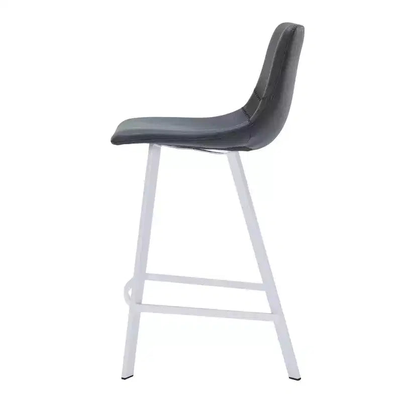 Tabouret de comptoir en cuir rembourré avec base en acier inoxydable – Siège unique, plusieurs couleurs
