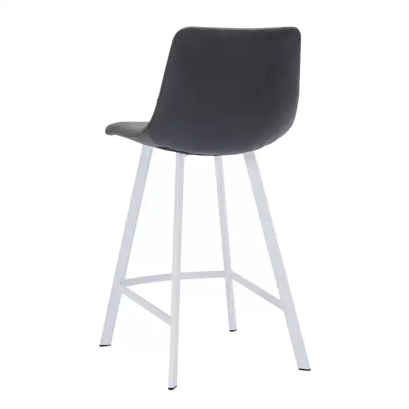 Tabouret de comptoir en cuir rembourré avec base en acier inoxydable – Siège unique, plusieurs couleurs
