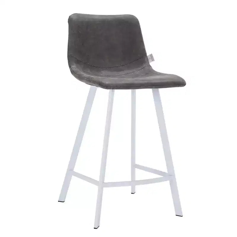 Tabouret de comptoir en cuir rembourré avec base en acier inoxydable – Siège unique, plusieurs couleurs