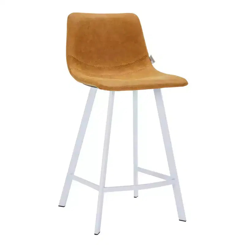 Tabouret de comptoir en cuir rembourré avec base en acier inoxydable – Siège unique, plusieurs couleurs