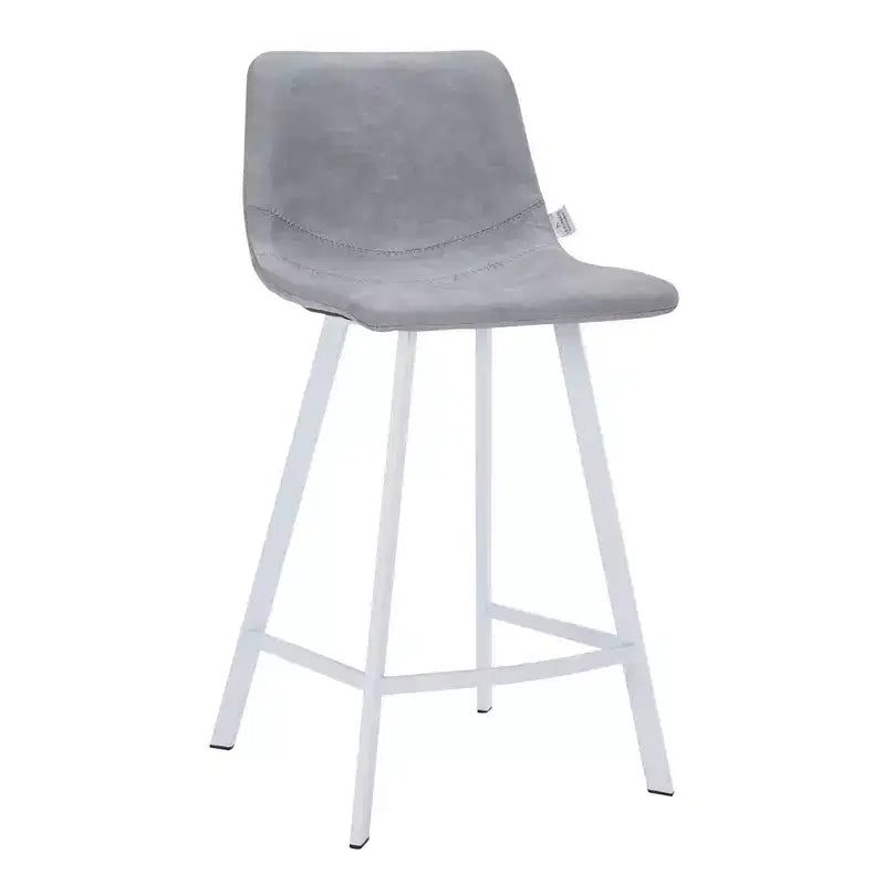 Tabouret de comptoir en cuir rembourré avec base en acier inoxydable – Siège unique, plusieurs couleurs