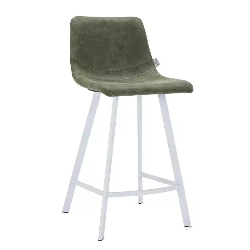 Tabouret de comptoir en cuir rembourré avec base en acier inoxydable – Siège unique, plusieurs couleurs
