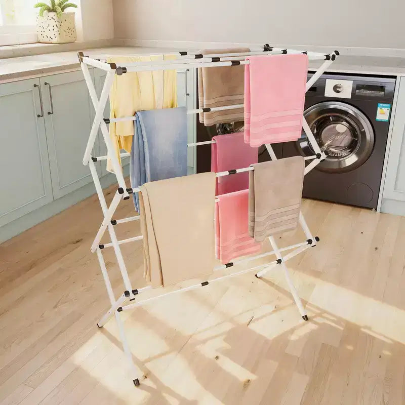 Séchoir à linge pliant blanc, multi-niveaux, pour 1 personne