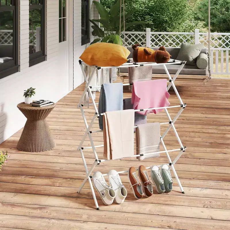 Séchoir à linge pliant blanc, multi-niveaux, pour 1 personne